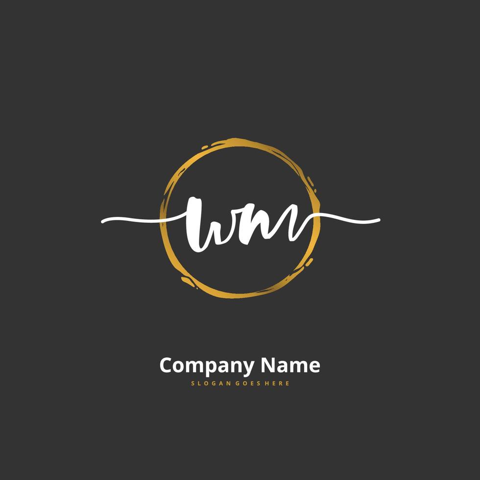 wm escritura a mano inicial y diseño de logotipo de firma con círculo. hermoso diseño de logotipo escrito a mano para moda, equipo, boda, logotipo de lujo. vector