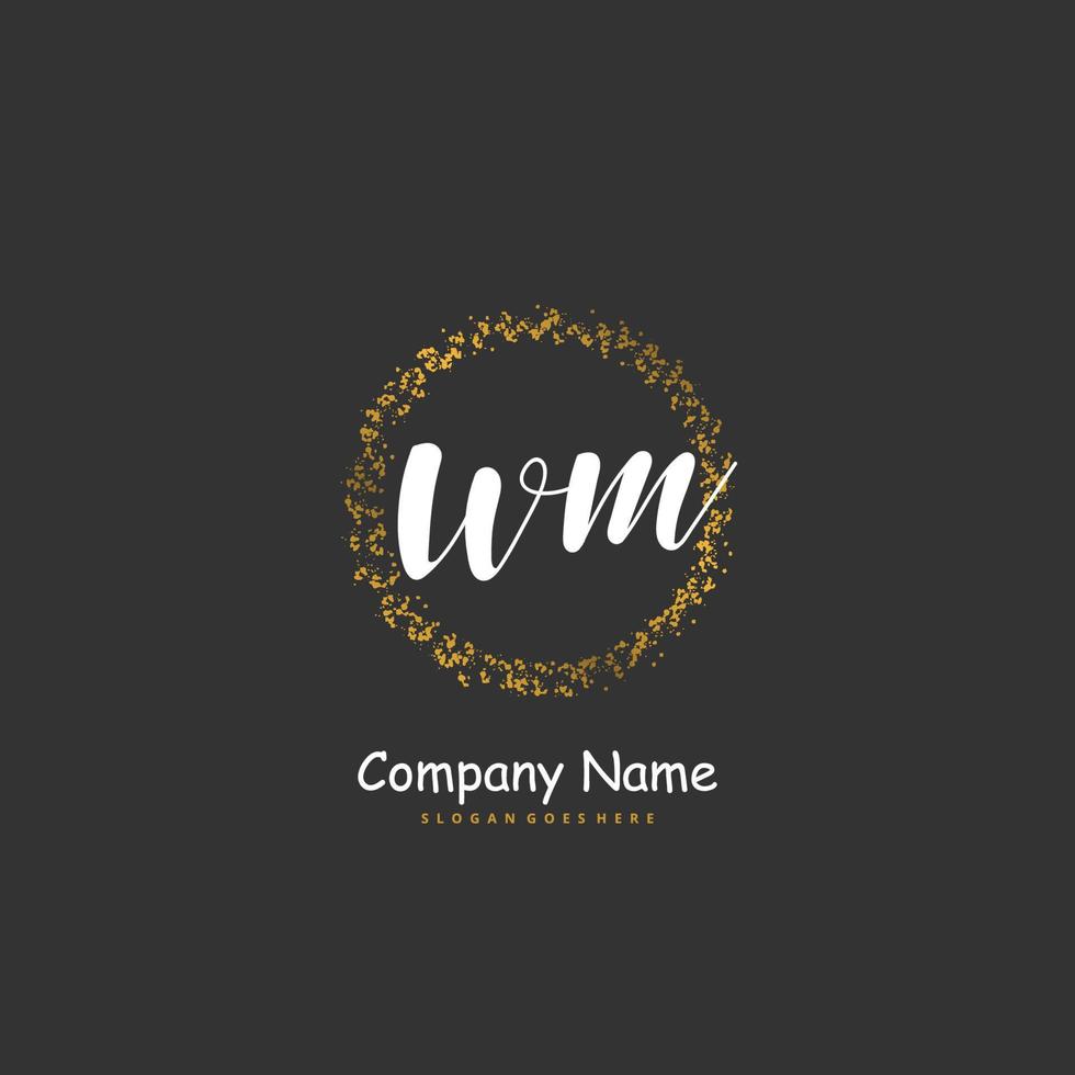WM Initial handwriting and signature logo design with circle. Beautiful design handwritten logo for fashion, team, wedding, luxury logo. vector