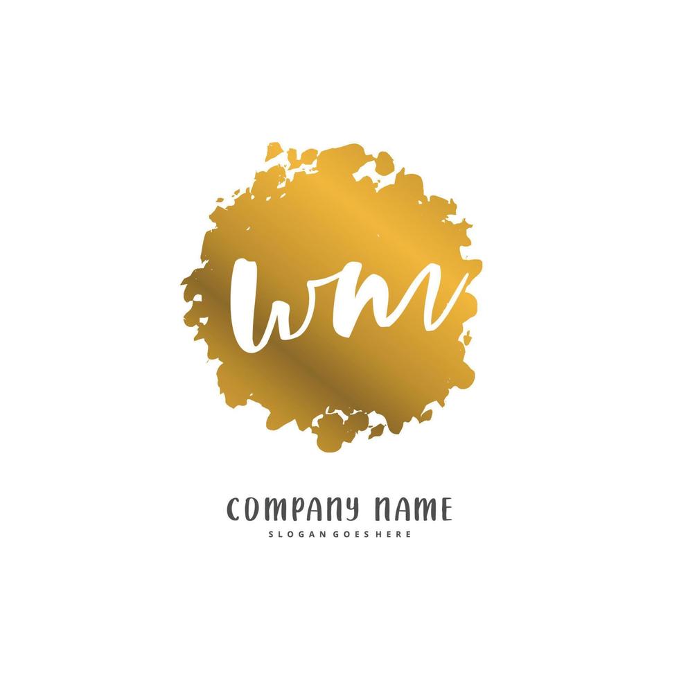 WM Initial handwriting and signature logo design with circle. Beautiful design handwritten logo for fashion, team, wedding, luxury logo. vector