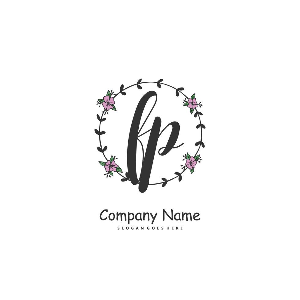 FP Initial handwriting and signature logo design with circle. Beautiful design handwritten logo for fashion, team, wedding, luxury logo. vector