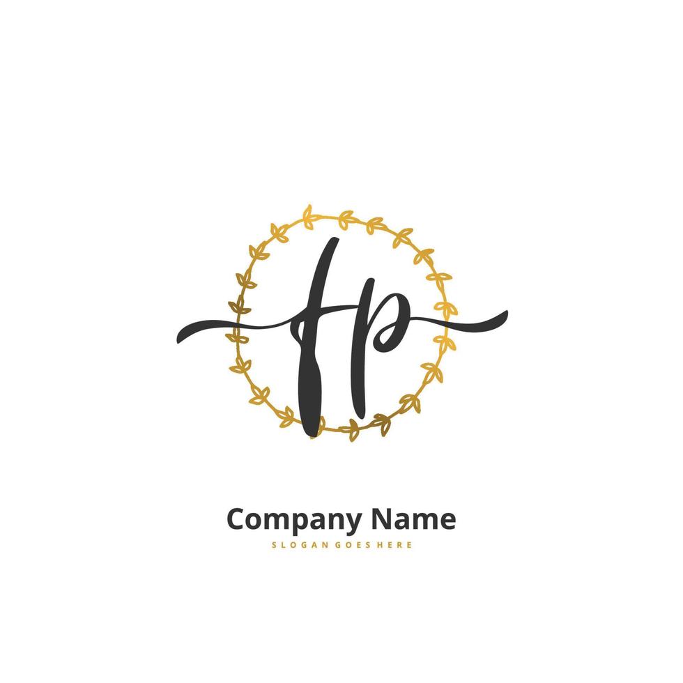 FP Initial handwriting and signature logo design with circle. Beautiful design handwritten logo for fashion, team, wedding, luxury logo. vector