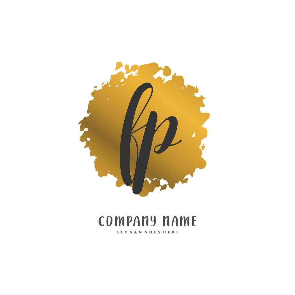 FP Initial handwriting and signature logo design with circle. Beautiful design handwritten logo for fashion, team, wedding, luxury logo. vector