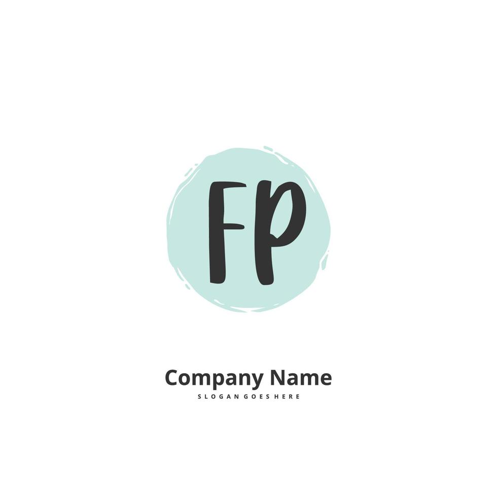 FP Initial handwriting and signature logo design with circle. Beautiful design handwritten logo for fashion, team, wedding, luxury logo. vector