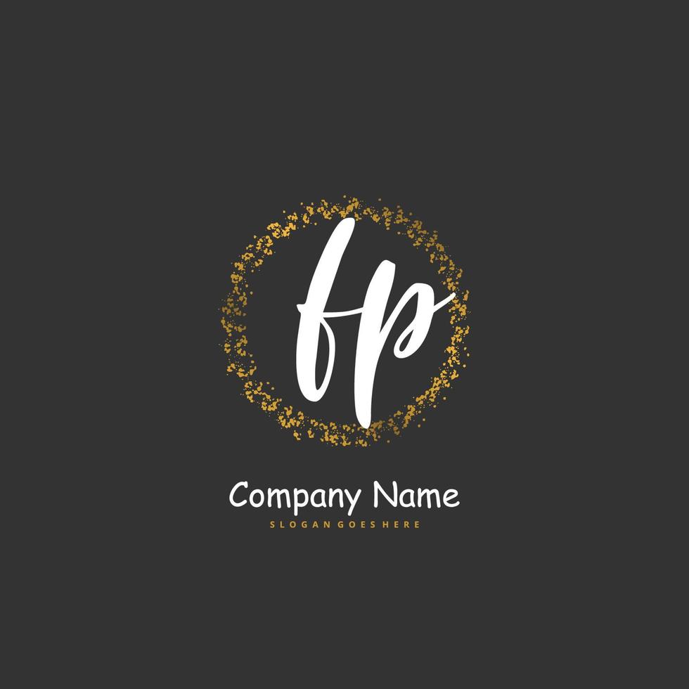 FP Initial handwriting and signature logo design with circle. Beautiful design handwritten logo for fashion, team, wedding, luxury logo. vector