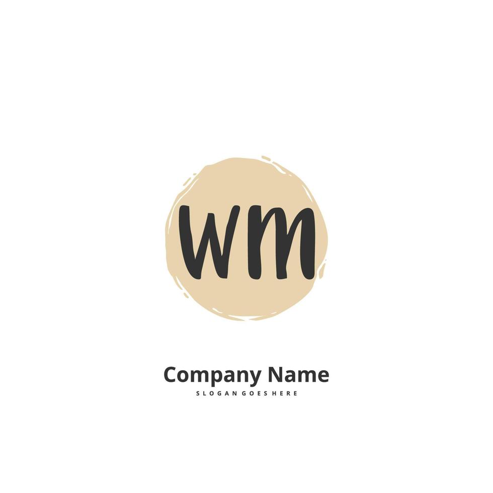 WM Initial handwriting and signature logo design with circle. Beautiful design handwritten logo for fashion, team, wedding, luxury logo. vector