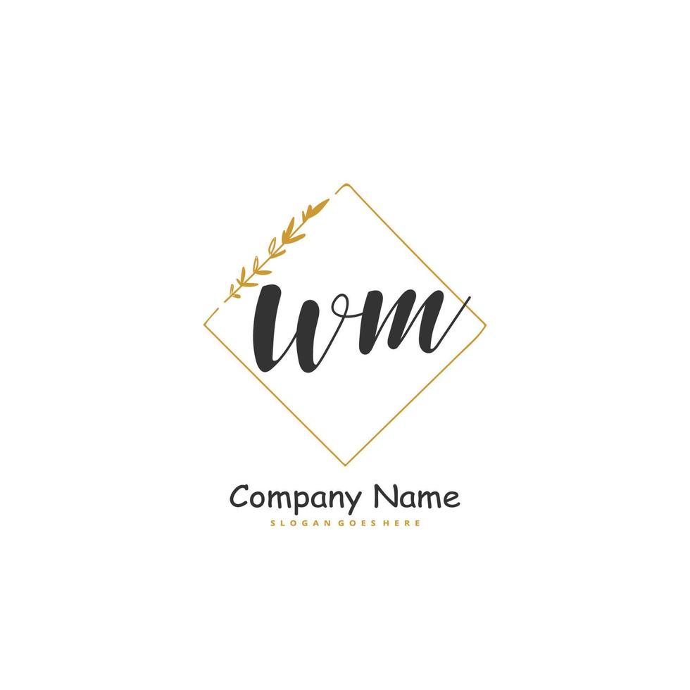 WM Initial handwriting and signature logo design with circle. Beautiful design handwritten logo for fashion, team, wedding, luxury logo. vector