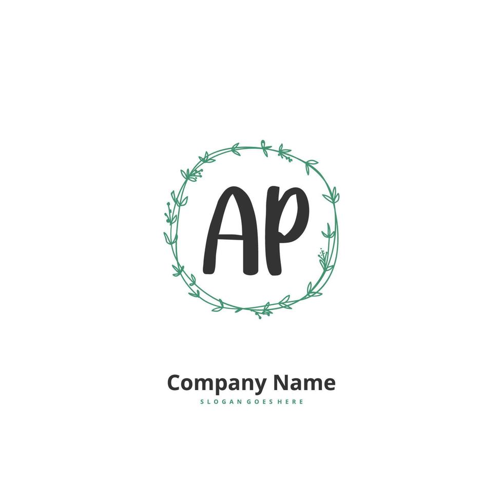 AP Initial handwriting and signature logo design with circle. Beautiful design handwritten logo for fashion, team, wedding, luxury logo. vector