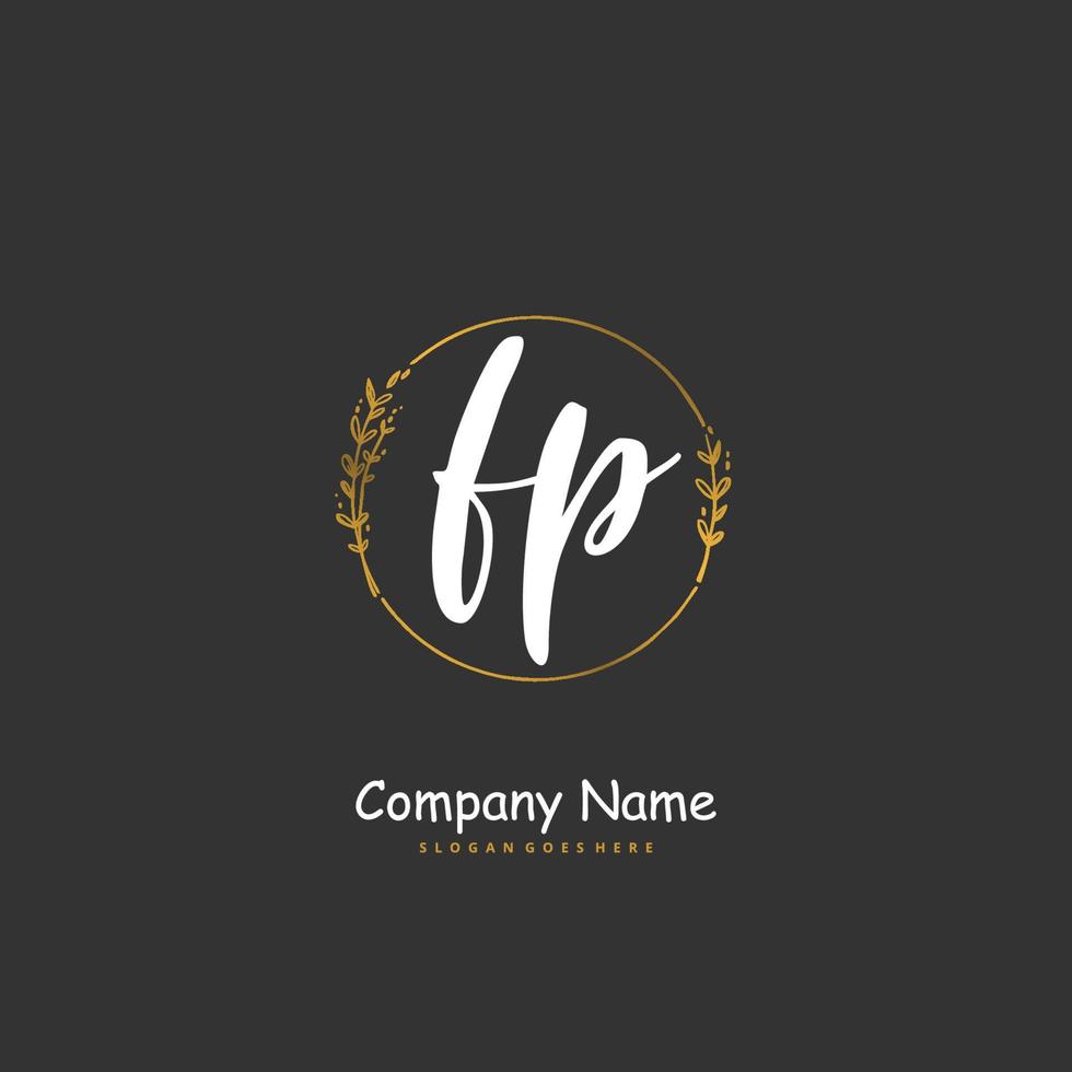 FP Initial handwriting and signature logo design with circle. Beautiful design handwritten logo for fashion, team, wedding, luxury logo. vector