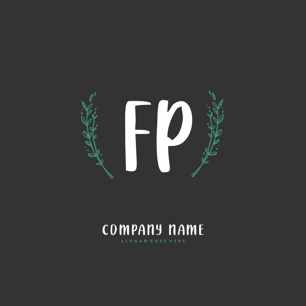 FP Initial handwriting and signature logo design with circle. Beautiful design handwritten logo for fashion, team, wedding, luxury logo. vector