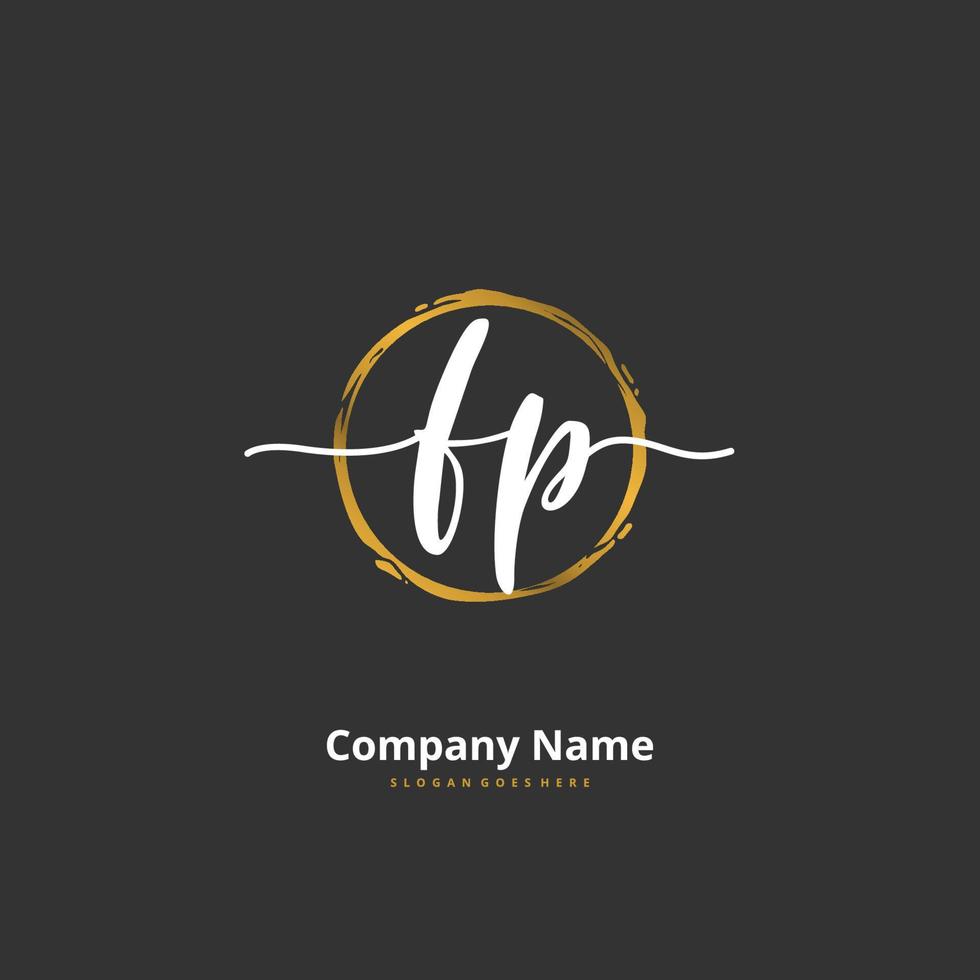 FP Initial handwriting and signature logo design with circle. Beautiful design handwritten logo for fashion, team, wedding, luxury logo. vector