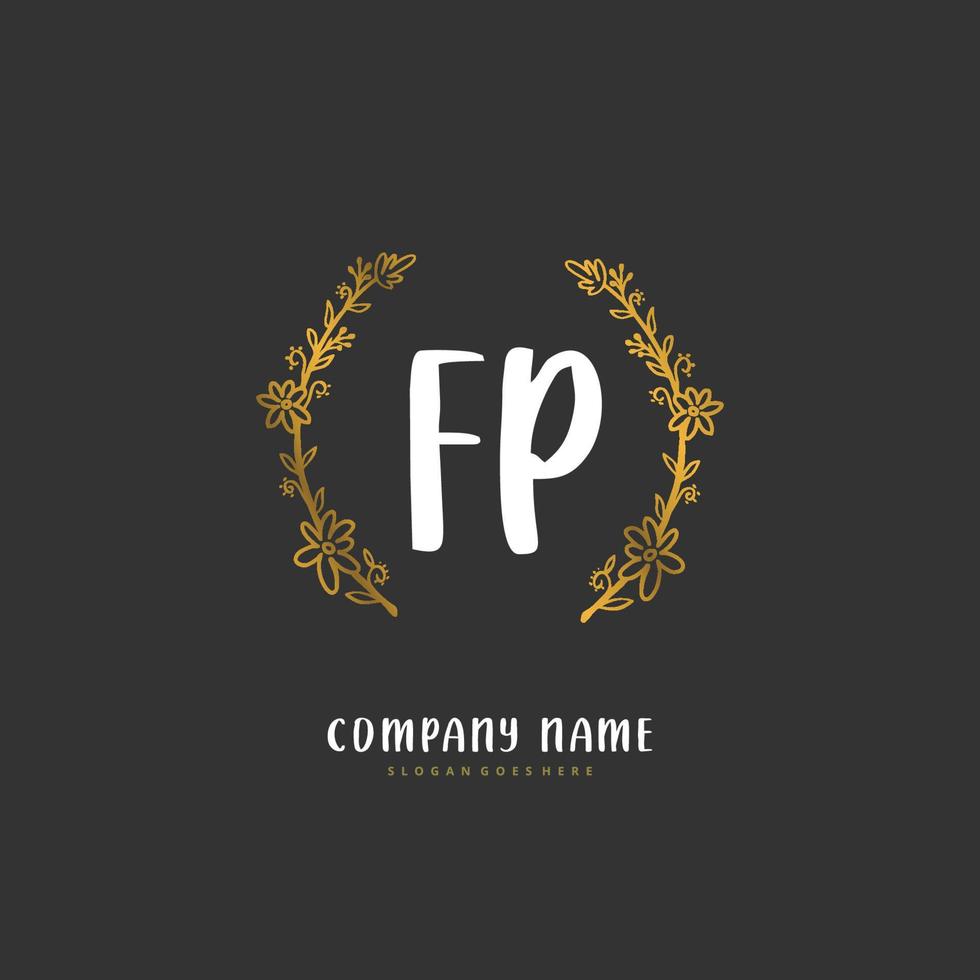 FP Initial handwriting and signature logo design with circle. Beautiful design handwritten logo for fashion, team, wedding, luxury logo. vector