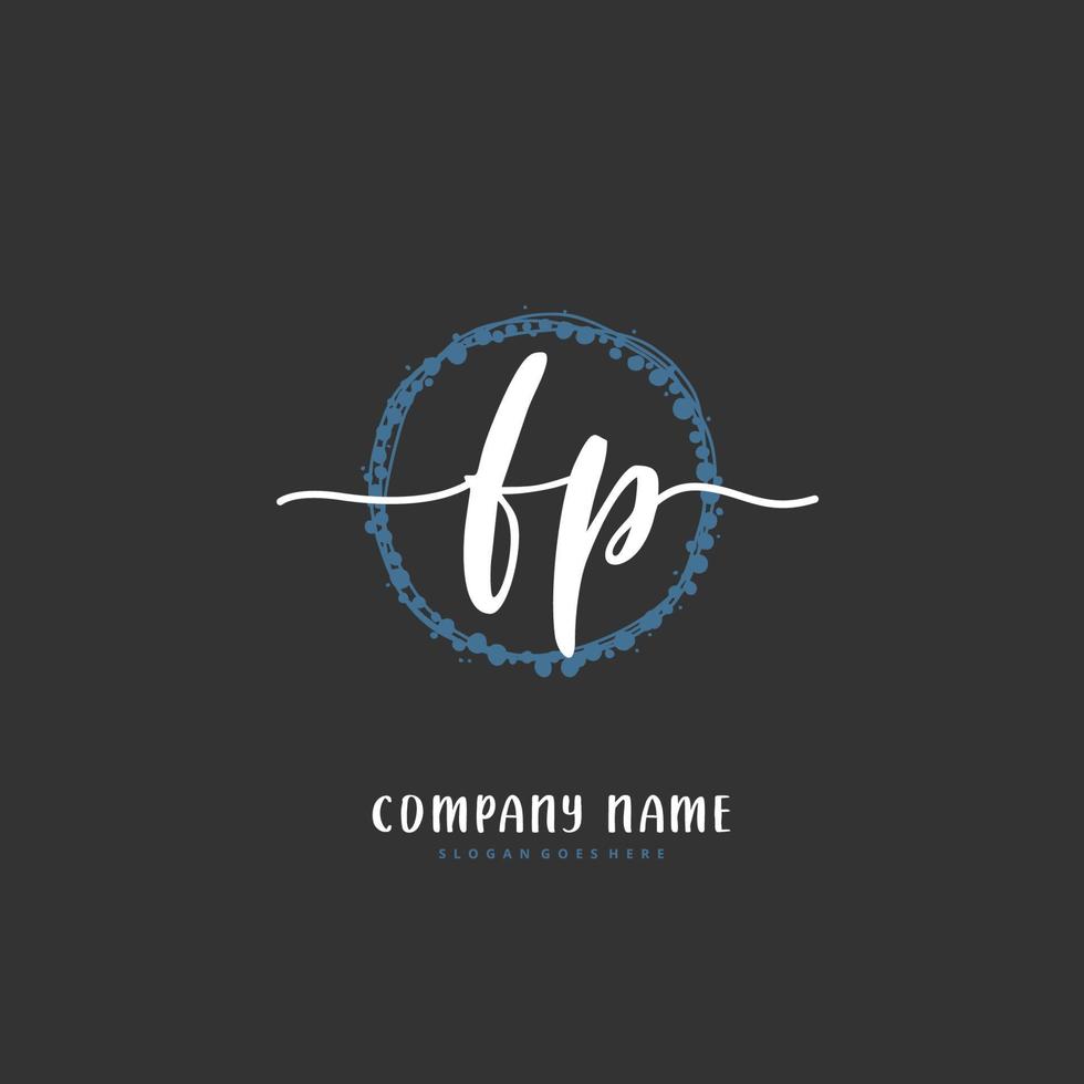 FP Initial handwriting and signature logo design with circle. Beautiful design handwritten logo for fashion, team, wedding, luxury logo. vector
