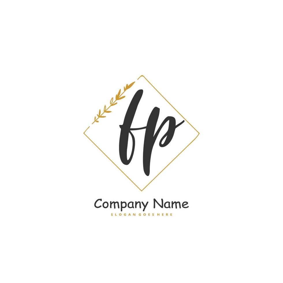 FP Initial handwriting and signature logo design with circle. Beautiful design handwritten logo for fashion, team, wedding, luxury logo. vector