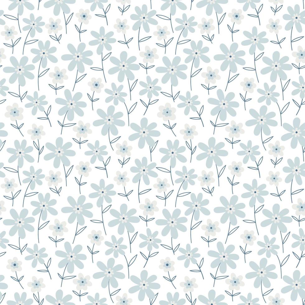 Abstract floral background. Ditsy style. Simple and cute seamless patterns for fashion, wallpaper and print. Pastel palette. Vector illustration