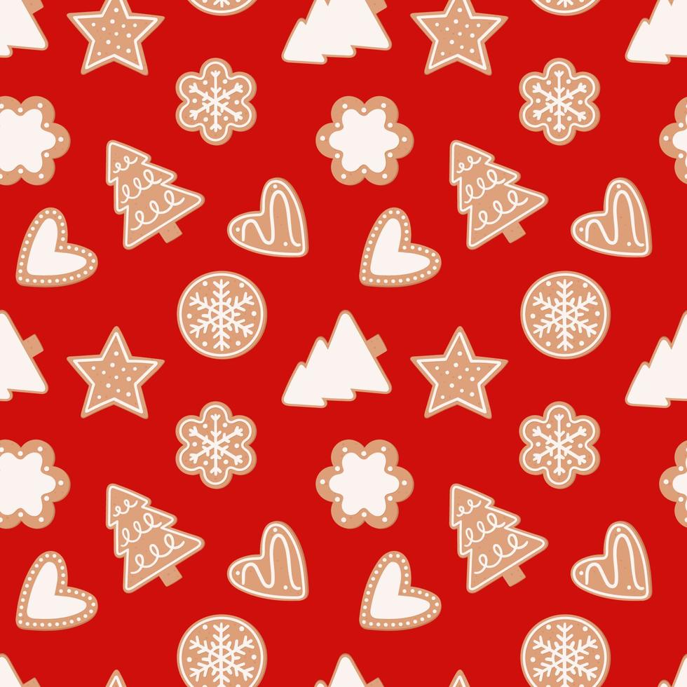 Gingerbread festive seamless pattern. Vector illustration in flat cartoon style