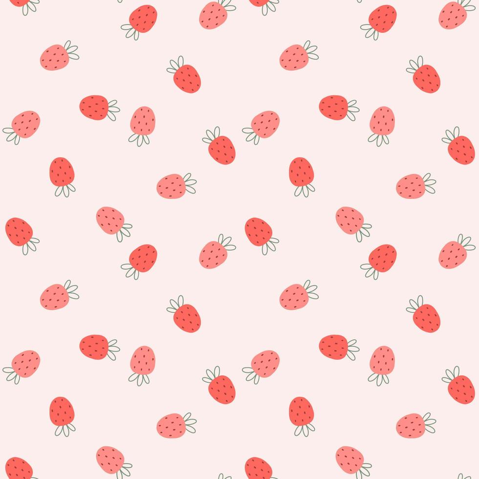 Seamless childish pattern with hand drawn strawberries. Childish scandinavian style texture for fabric, wrapping, textile, wallpaper, clothes. Vector illustration.