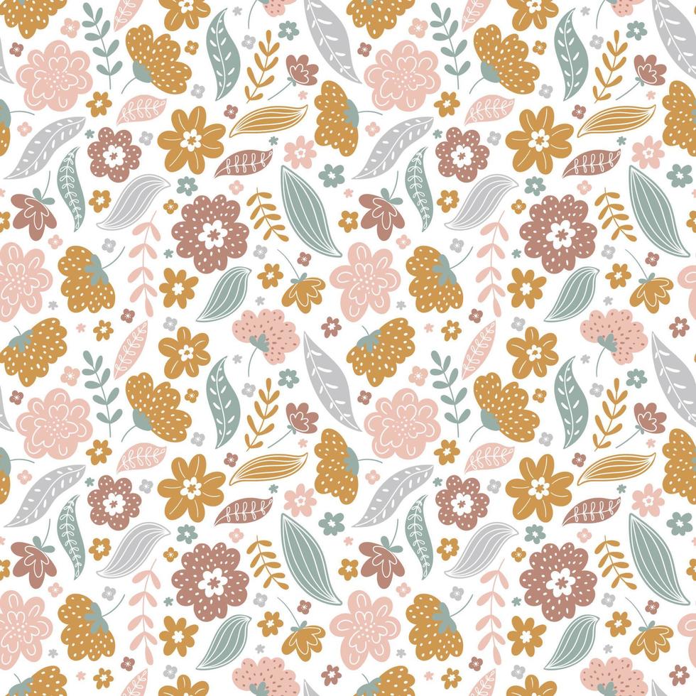 Trendy seamless floral ditsy pattern. Fabric design with simple flowers. Vector repeated pattern for fabric, wallpaper or wrap paper