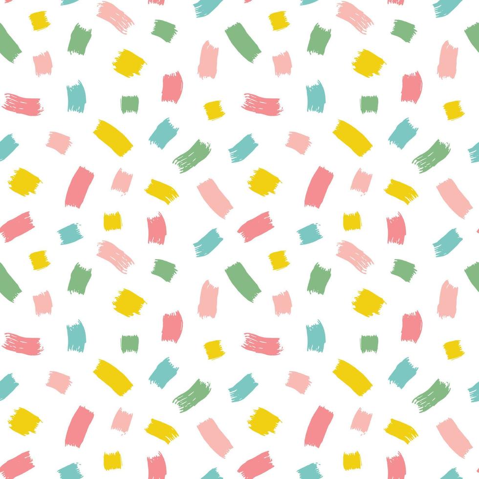 Simple seamless vector pattern with colorful brushstrokes on a white background. Seamless pattern for fabrics, wrapping paper, textures