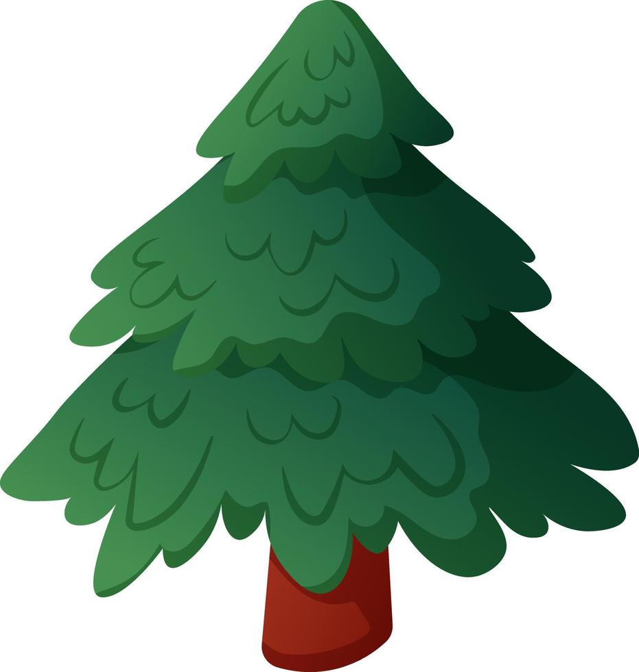 Fluffy Christmas tree in cartoon style on transparent background vector