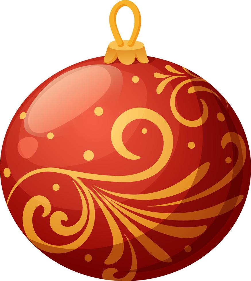 Red Christmas ball with gold vector