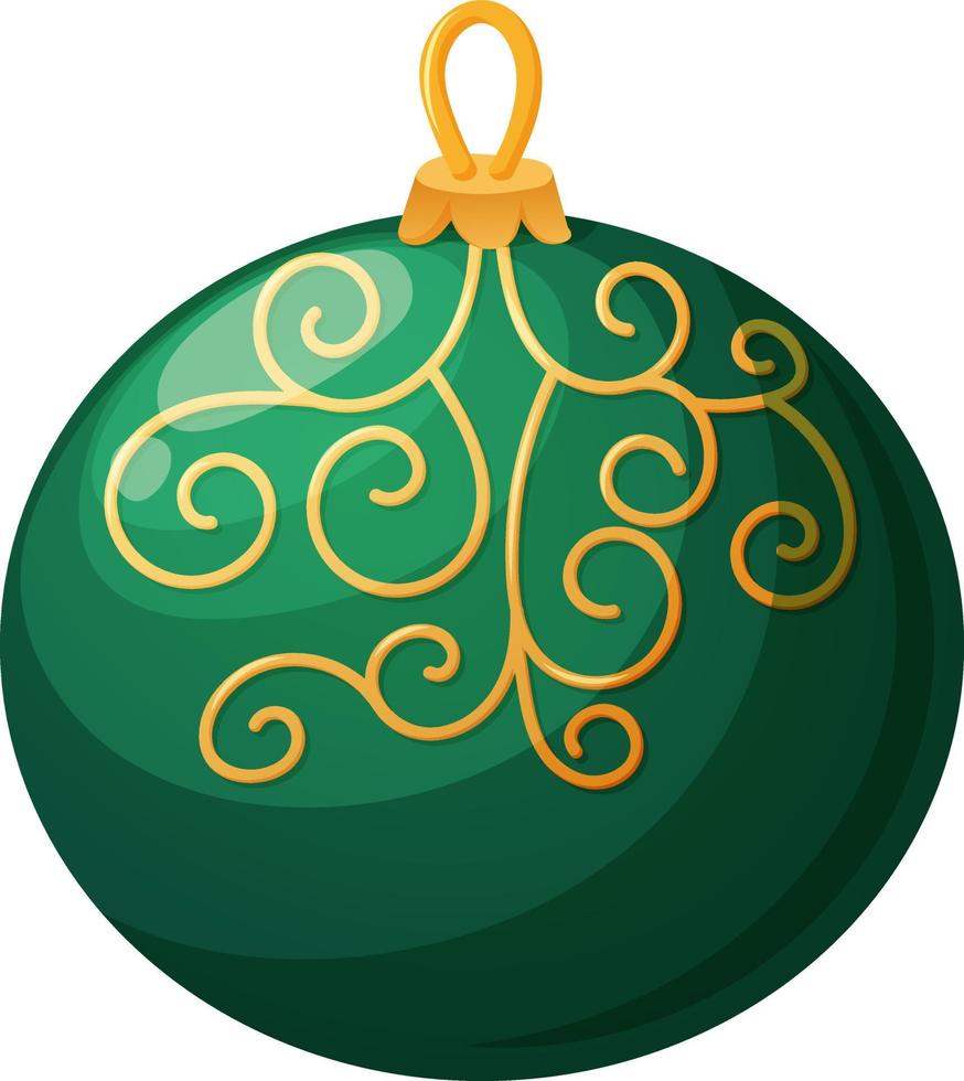 bola de árbol de navidad verde con patrón dorado vector