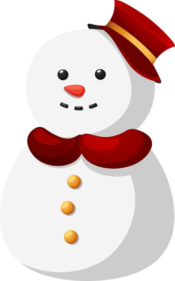 Cute snowman boy in top hat and collar in cartoon style vector