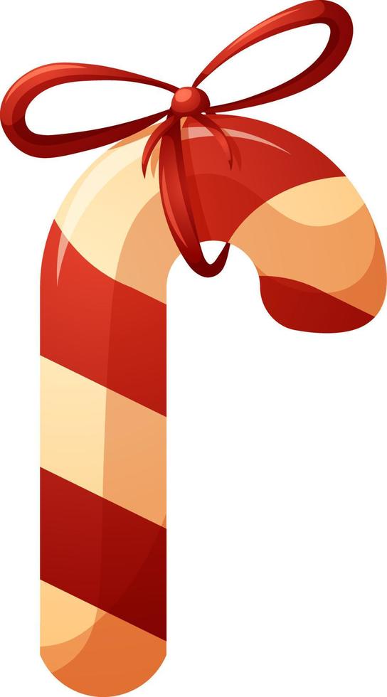 Christmas striped lollipop white with red stripes and bow vector