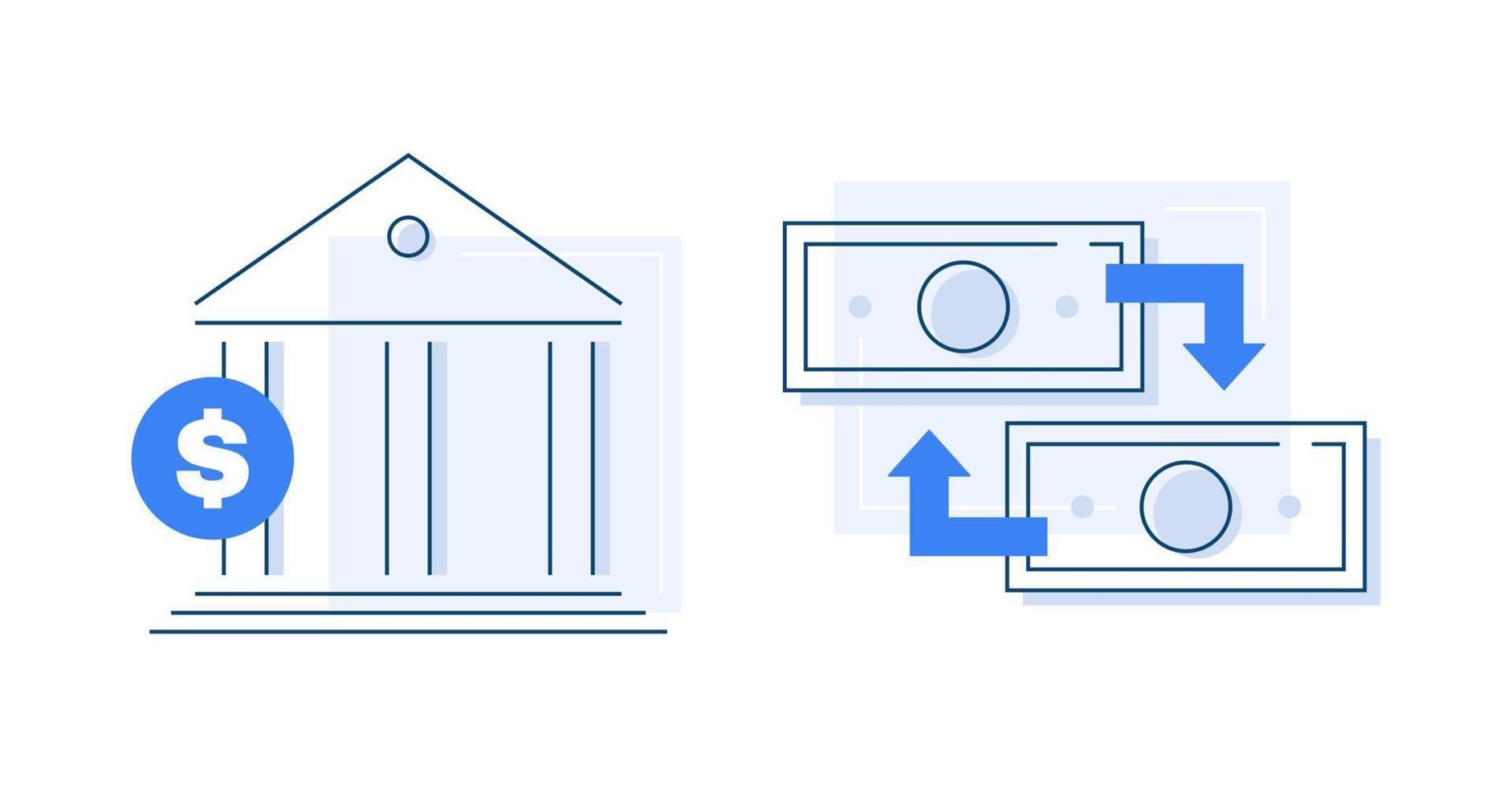 gestión financiera, servicio comercial y estrategia de inversión vector