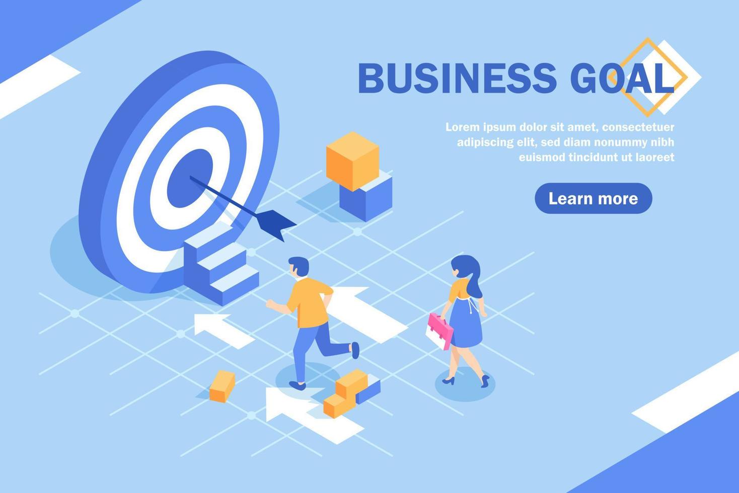 Target with arrow vector illustration banner. goal achievement. business teamwork marketing concept