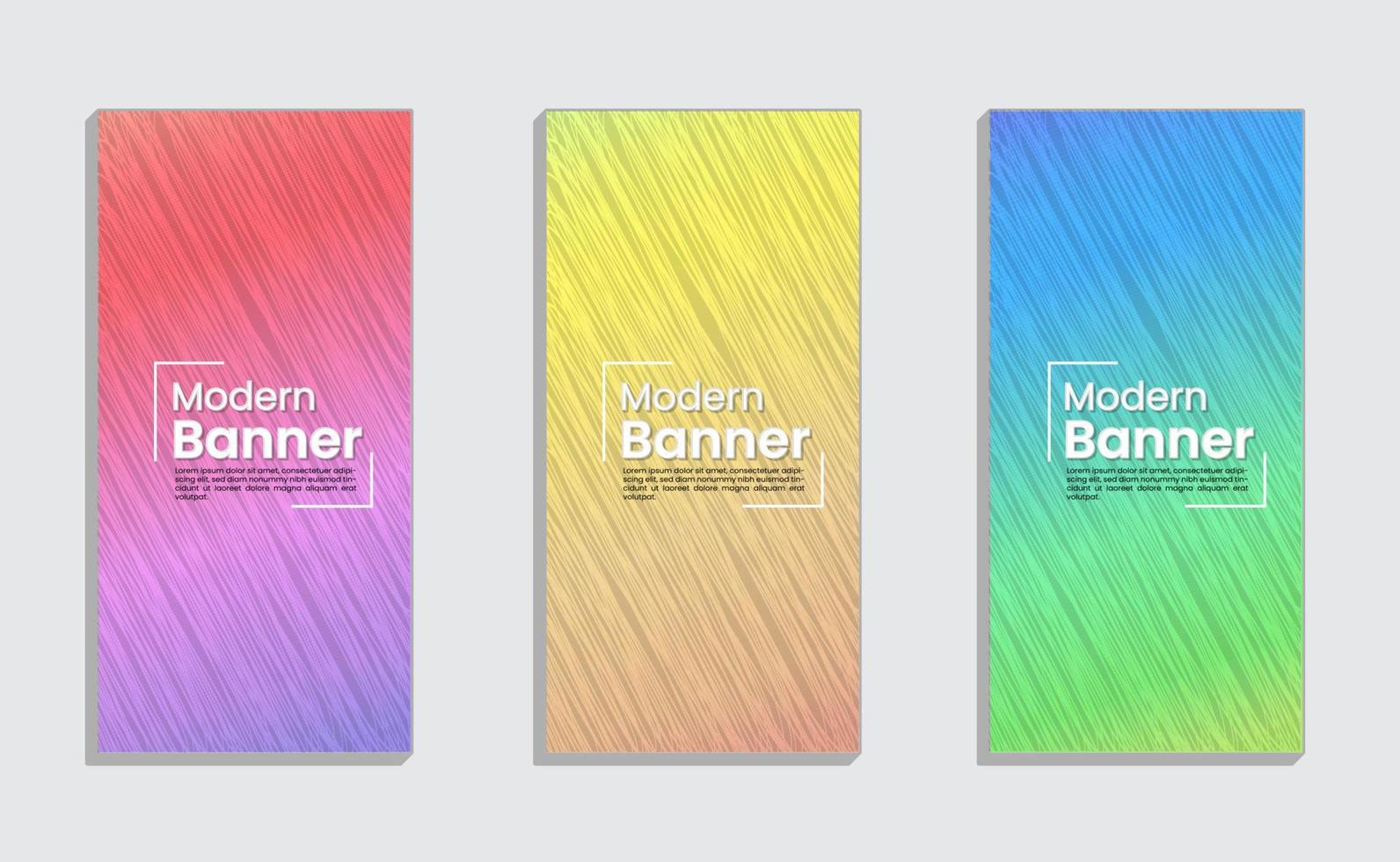 Modern Banners with Gradient Texture Colors and Available Color Options vector