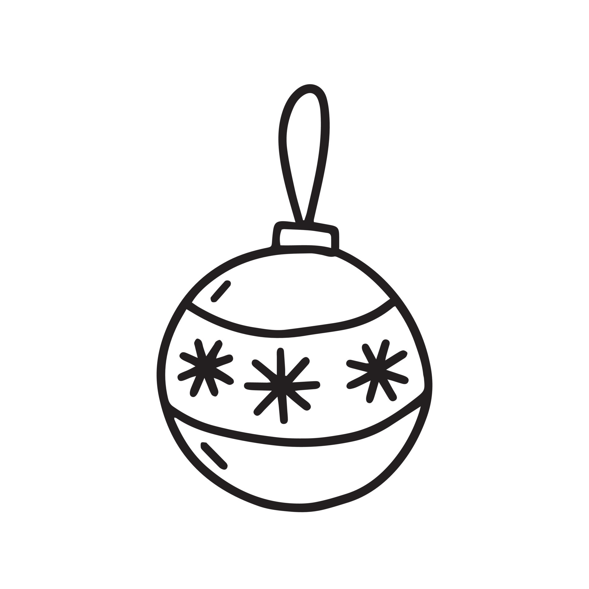 Doodle Christmas Ball With Snowflakes Vector Illustration Hand Drawn Doodle Christmas Ball With Snowflakes Illustration Hand Drawn Christmas Tree Decor Vector