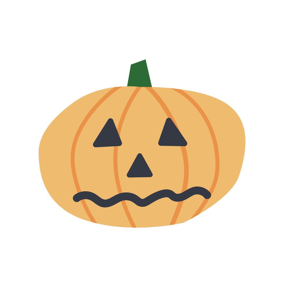 Vector Halloween pumpkin with Jack-O Lantern face illustration. Cute pumpkin head in cartoon style