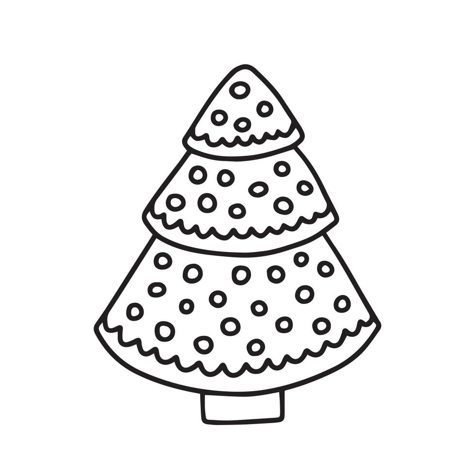 ilustración de pan de jengibre de árbol de navidad. garabato, vector, galleta de jengibre, en, árbol de navidad, forma vector