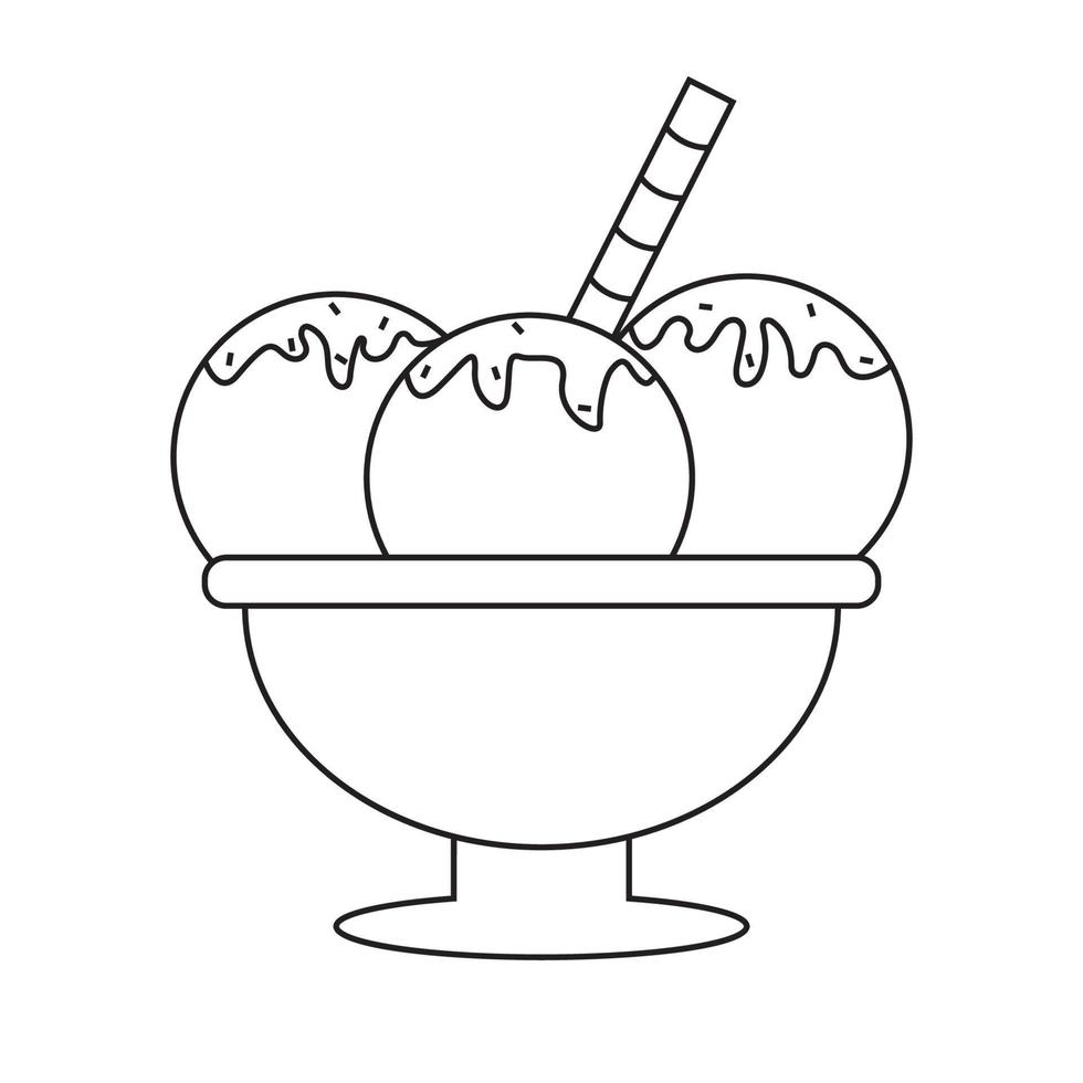 Ice cream icon. Several scoops of ice cream topped in a bowl. vector