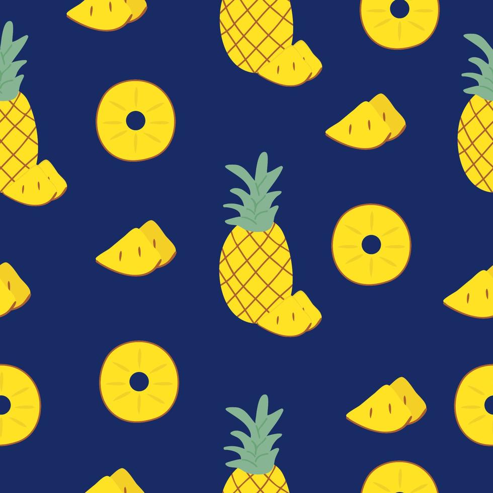 Seamless pattern of pineapple and its slices vector