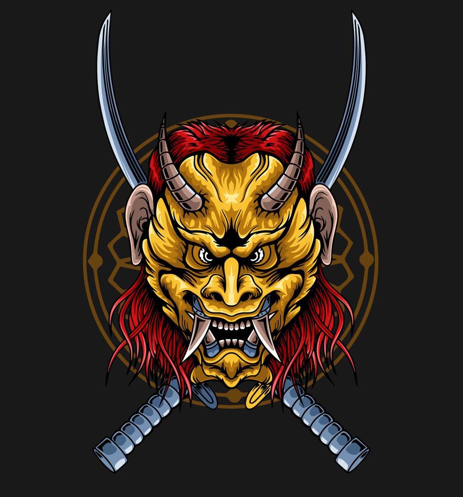 Devil head with sword vector illustration design