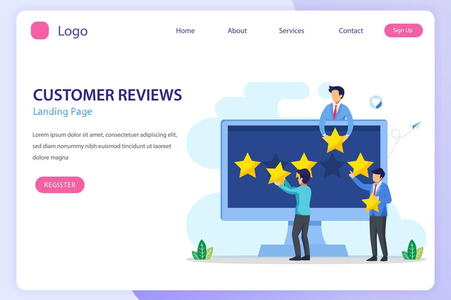 Customer reviews concept. online reviews, experience or feedback, star rating, notifications vector