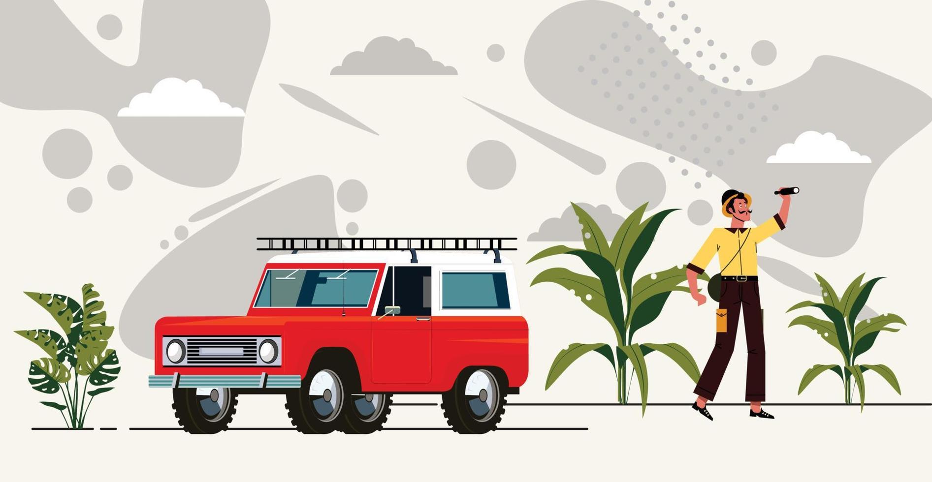 car illustration classic and vintage vector