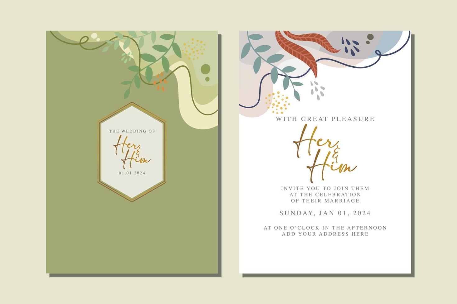 beautiful flowers wedding invitation card vector