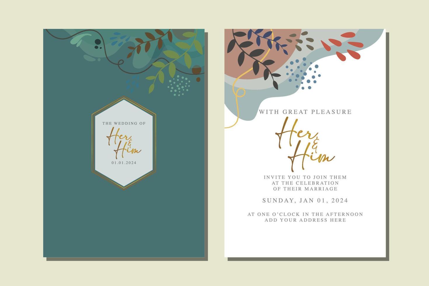 beautiful flowers wedding invitation card vector