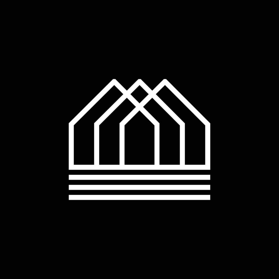 Minimalism 3 houses logo monogram vector