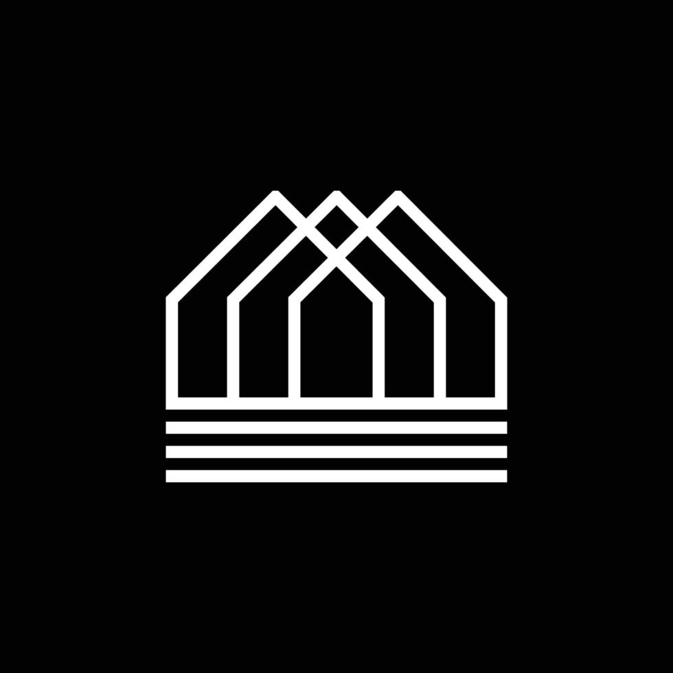 minimalismo 3 casas logo monograma vector