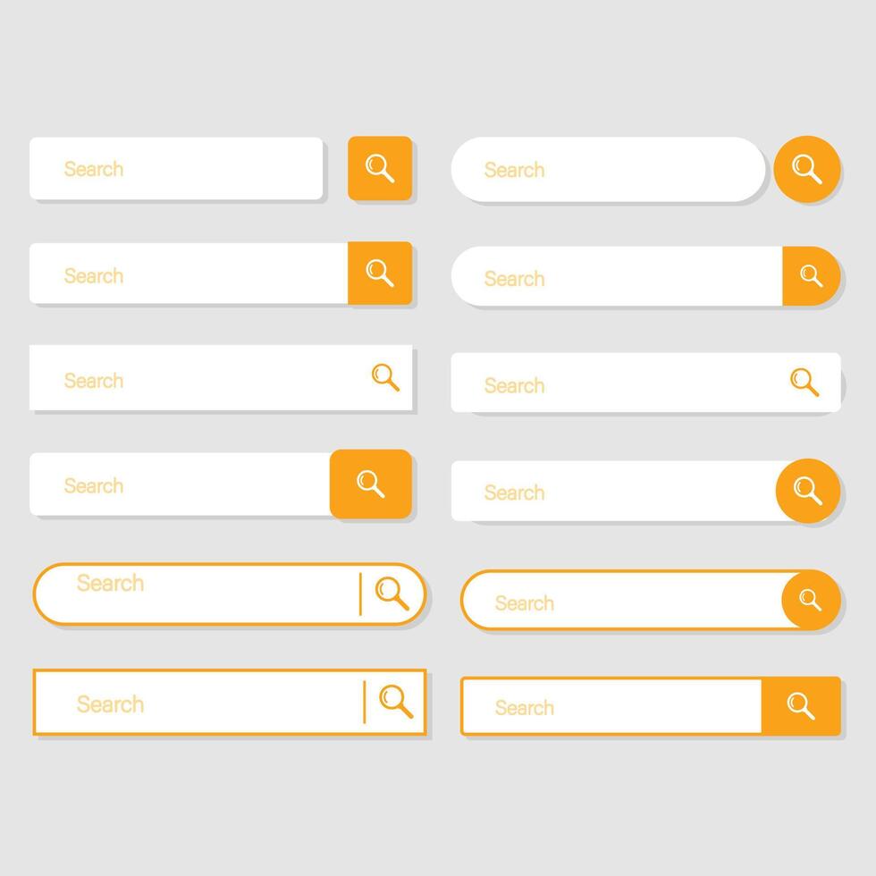 Search bar concept design template. navigation form set for ui and web site. vector