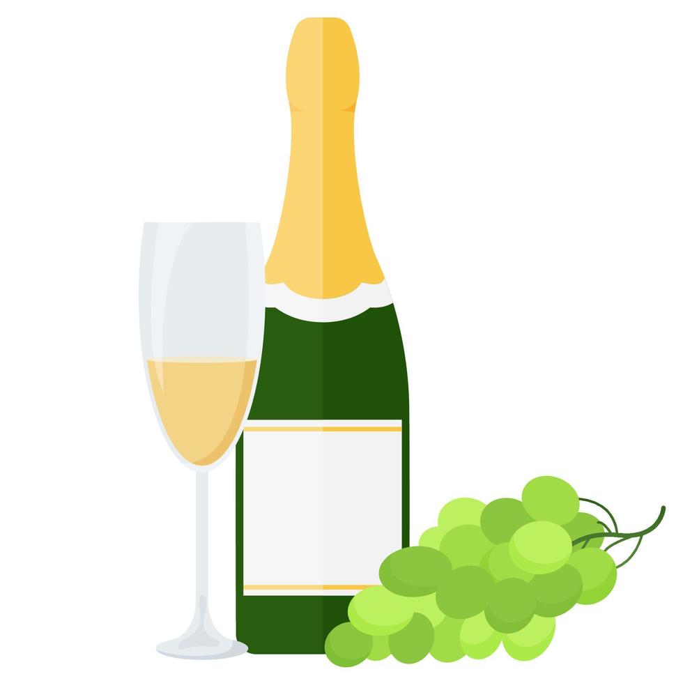 White wine or champagne with grape vector
