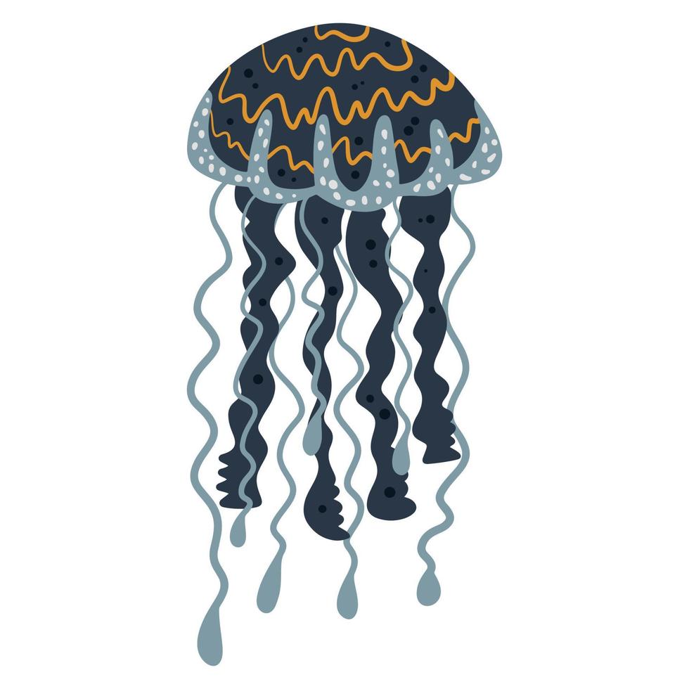 Vector illustration of jellyfish. Cute cartoon character isolated on a white background.