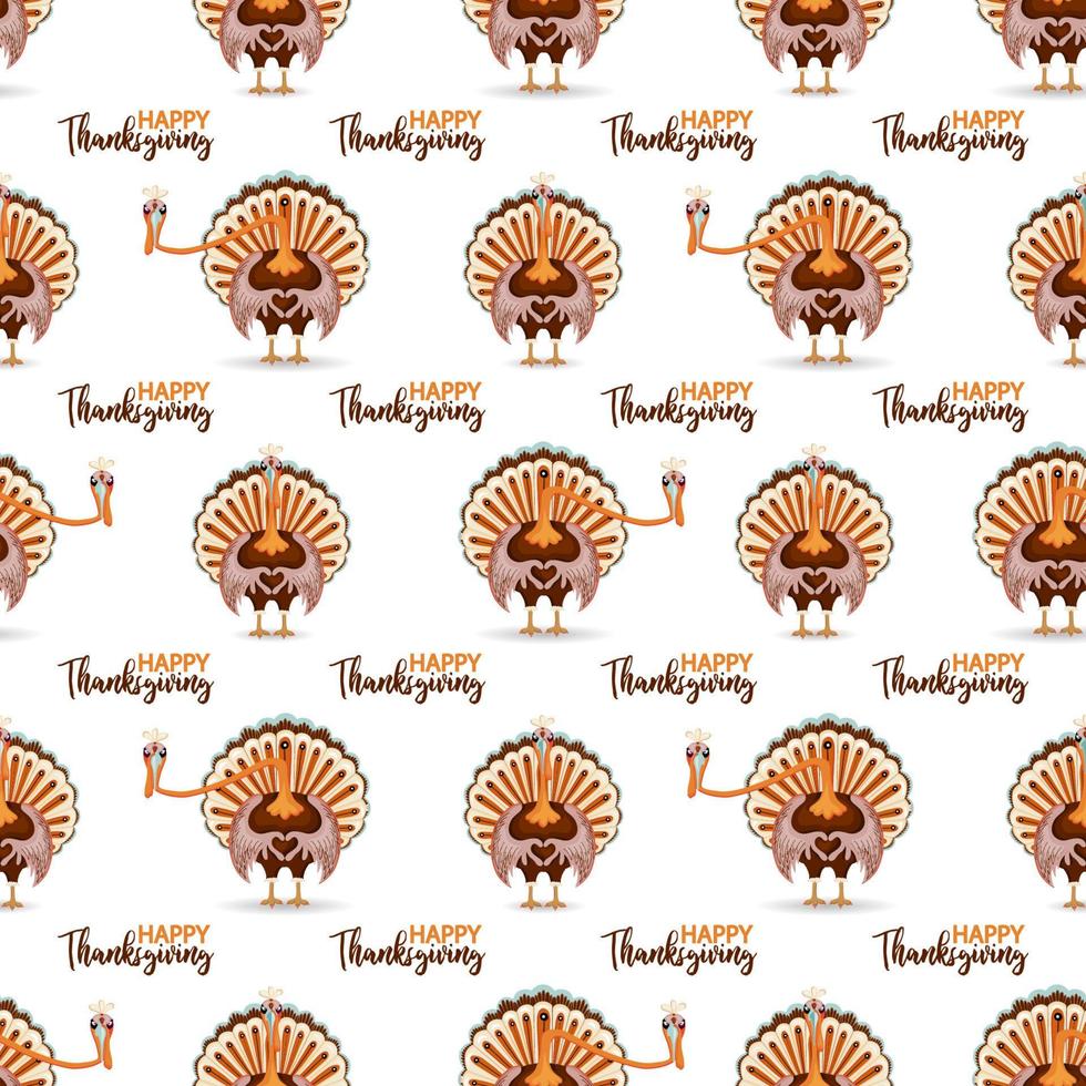 Thanksgiving day seamless pattern. Thanksgiving day pattern with turkey. Wrapping paper, holiday textile design with turkey. vector