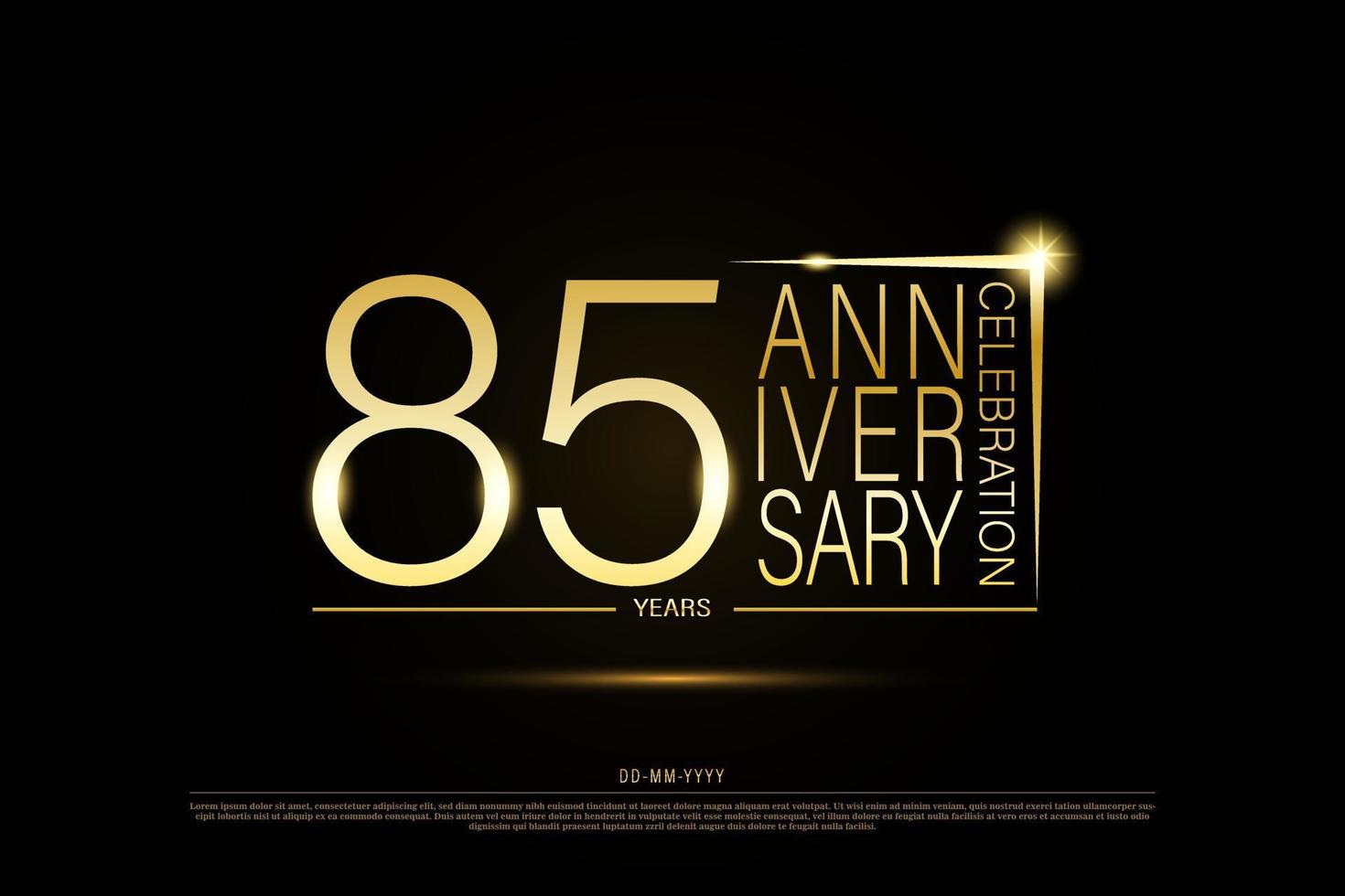 Logotipo de oro del aniversario de oro de 85 años sobre fondo negro, diseño vectorial para celebración. vector