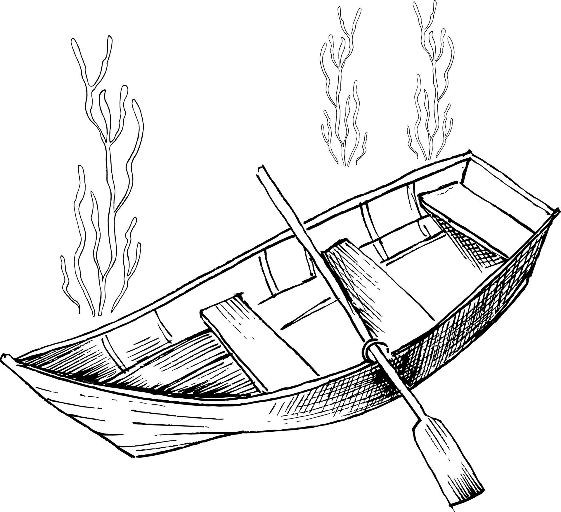 row boat clip art black and white