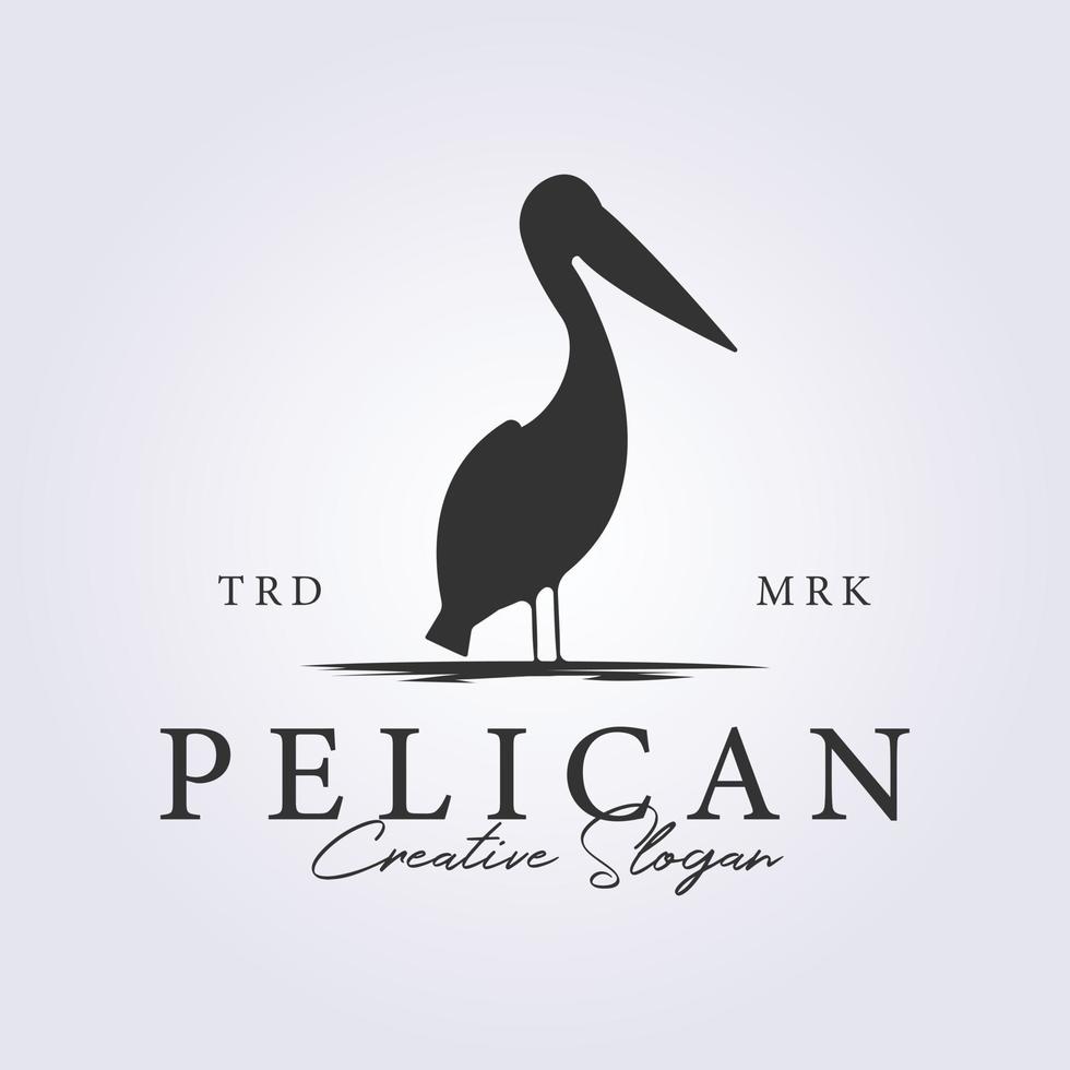 Diseño de ilustración de vector de logotipo de pájaro pelícano retro clásico