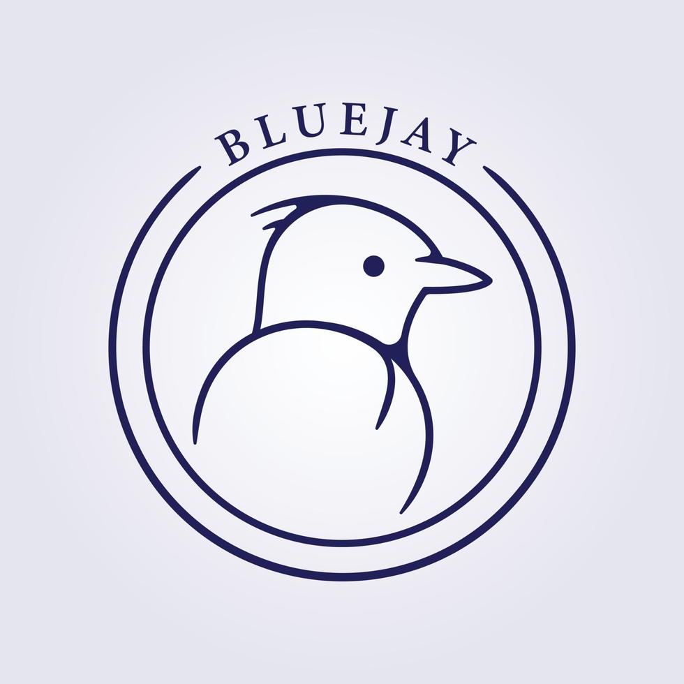símbolo de bluejay en vector de arte de línea para diseño de ilustración de icono de logotipo en placa